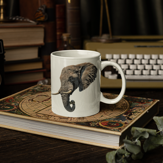 Elephant White Ceramic 11oz Mug
