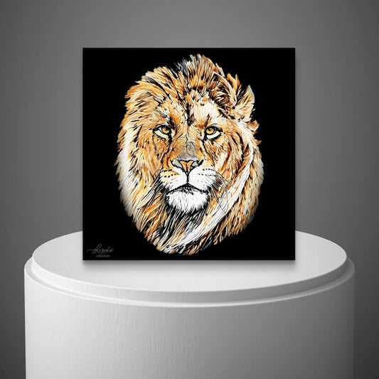 Lion Fine Art Giclée Matte Black Poster - HD Printing