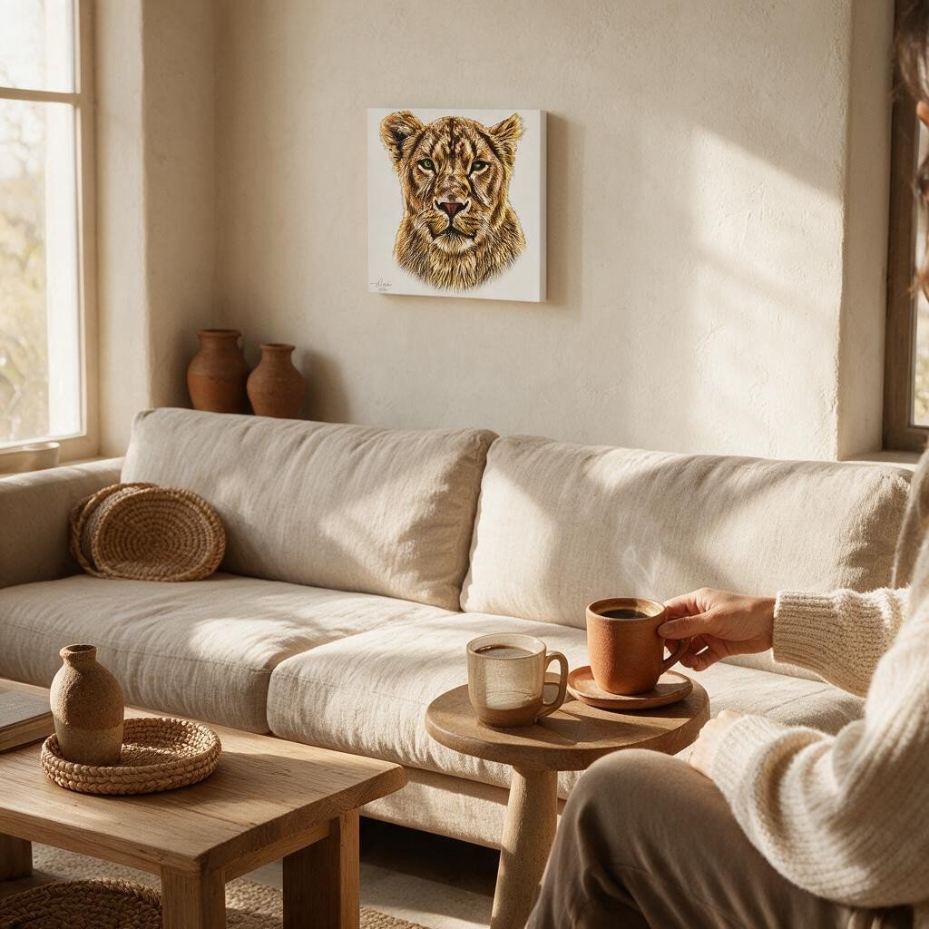 Lioness Satin Stretched Canvas Print - HD Printing