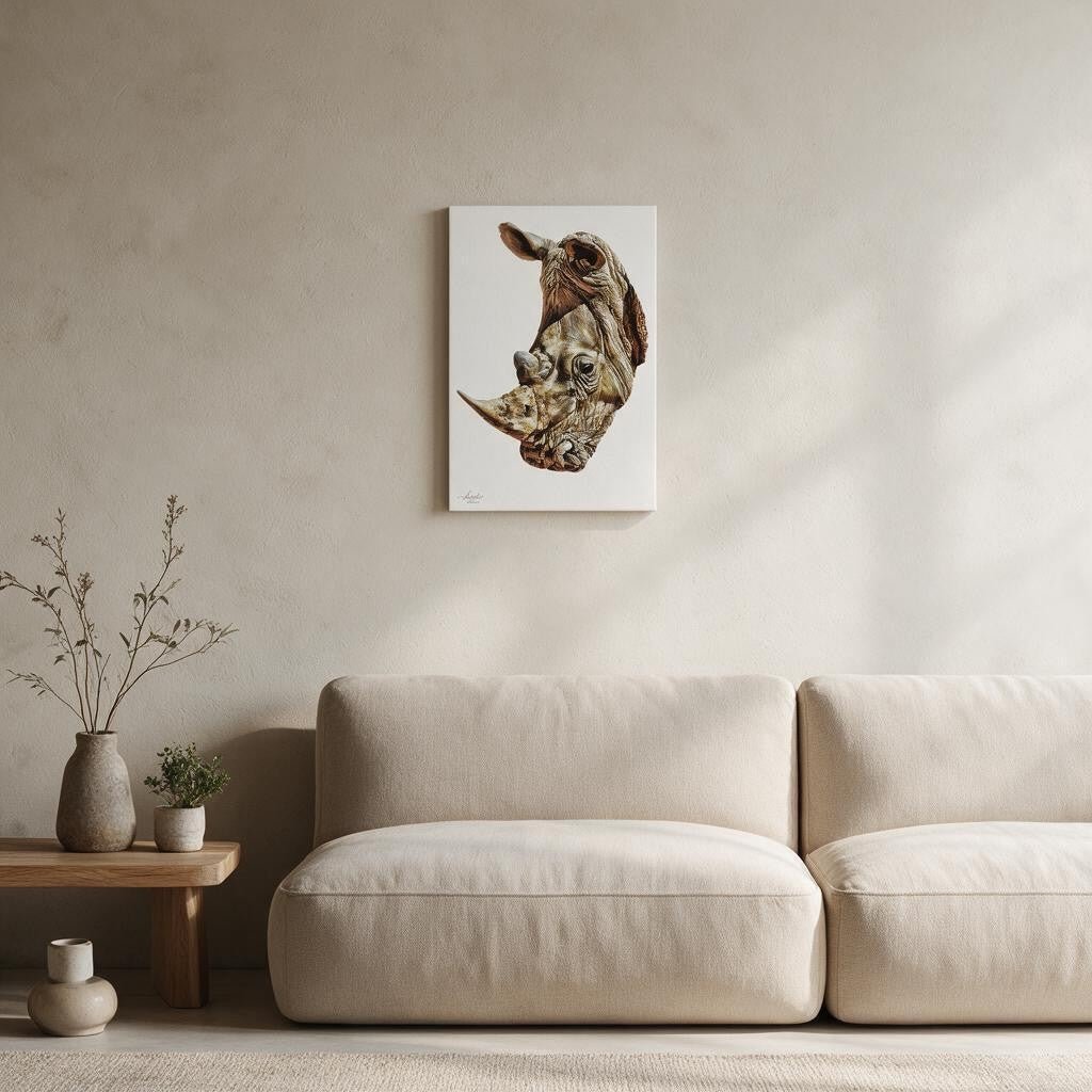 Rhino Satin Stretched Canvas Print - HD Printing
