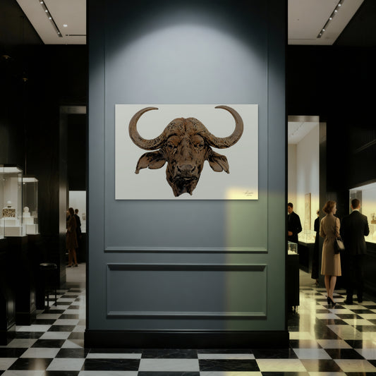 Cape Buffalo Satin Stretched Canvas Print