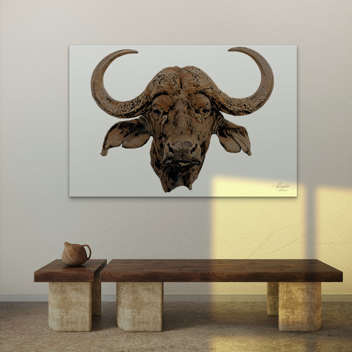 Cape Buffalo Satin Stretched Canvas Print