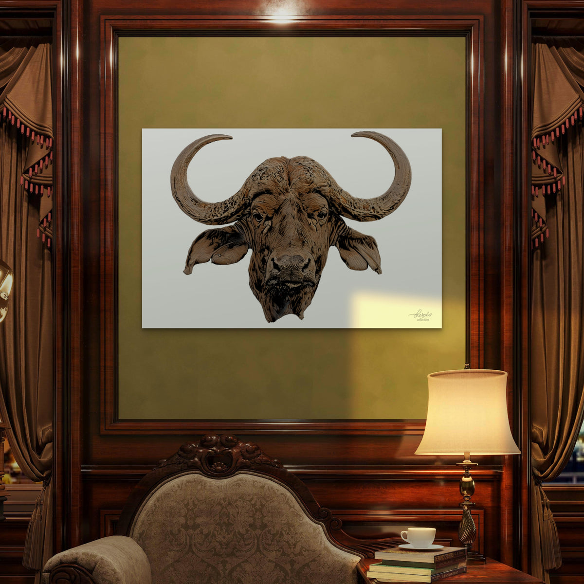 Cape Buffalo Satin Stretched Canvas Print