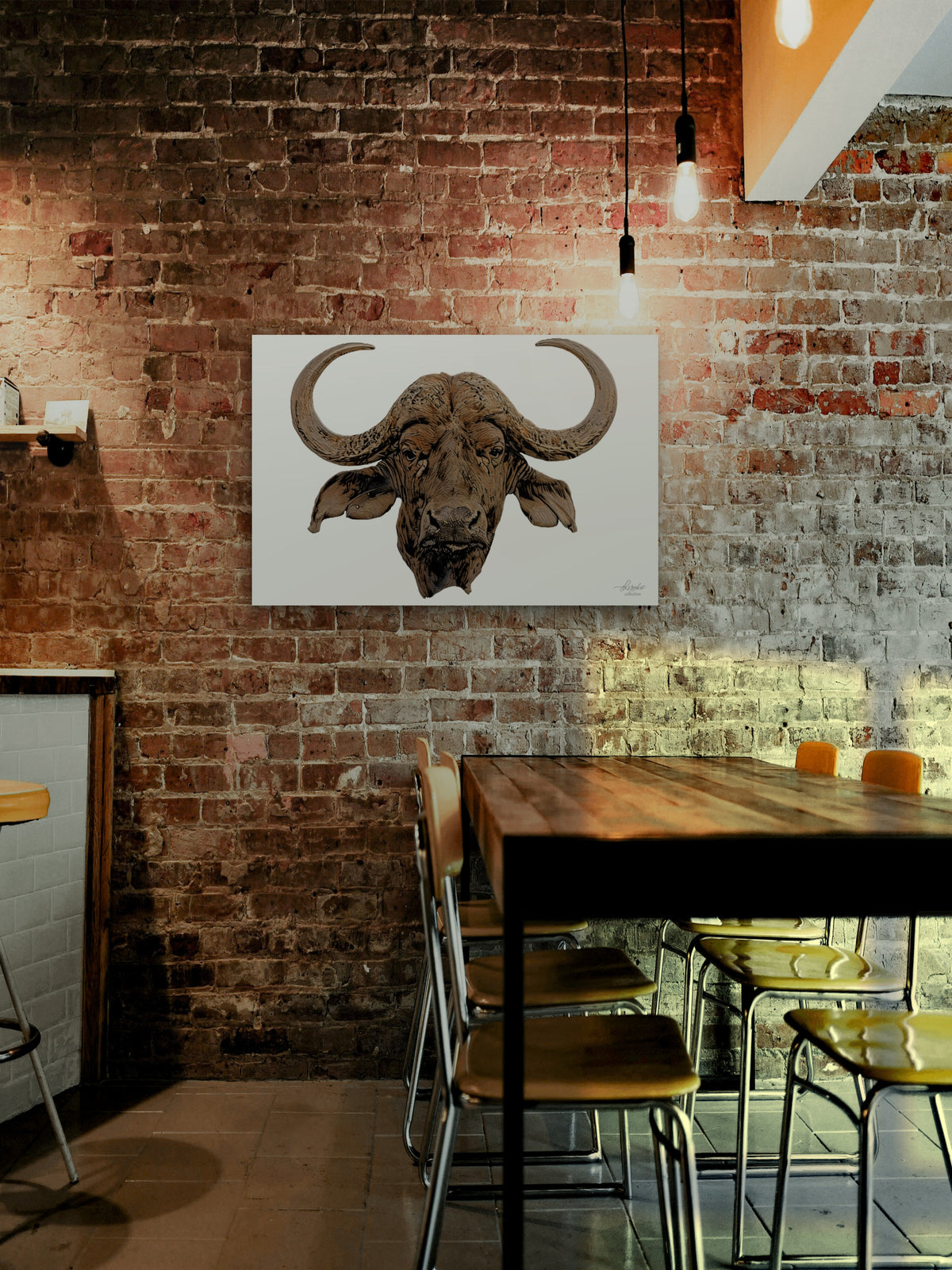 Cape Buffalo Satin Stretched Canvas Print