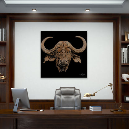 Buffalo Satin Stretched Black Canvas Print