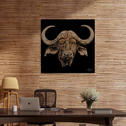 Buffalo Satin Stretched Black Canvas Print