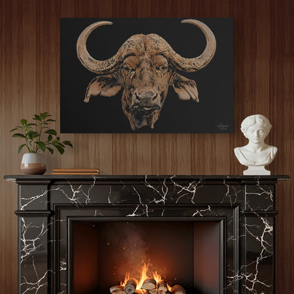 Buffalo Satin Stretched Black Canvas Print