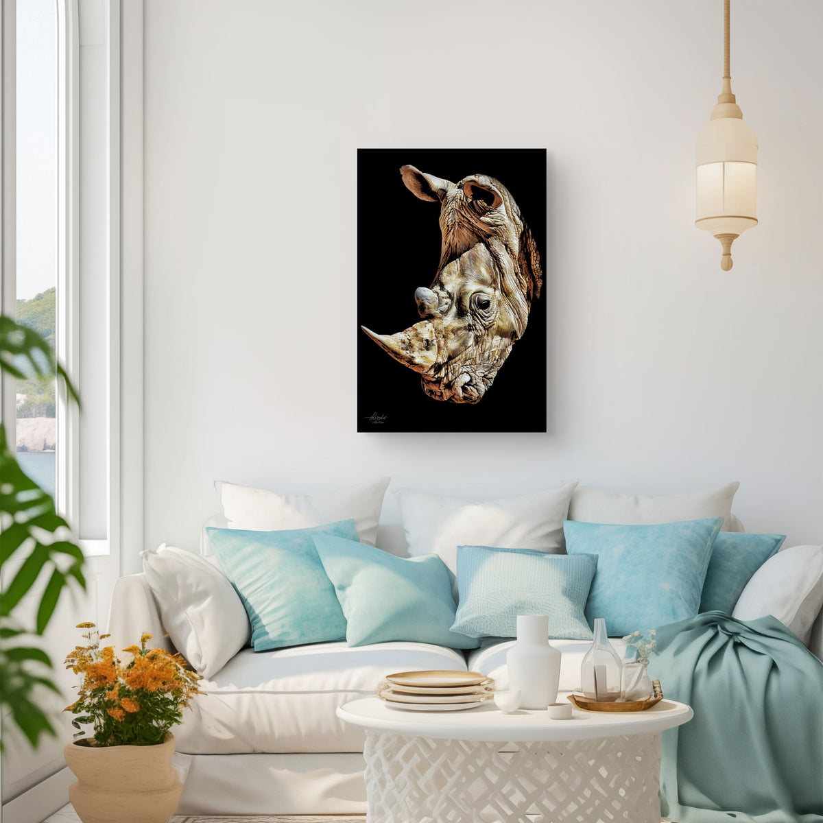 Rhino Fine Art Giclée Matte Black Poster
