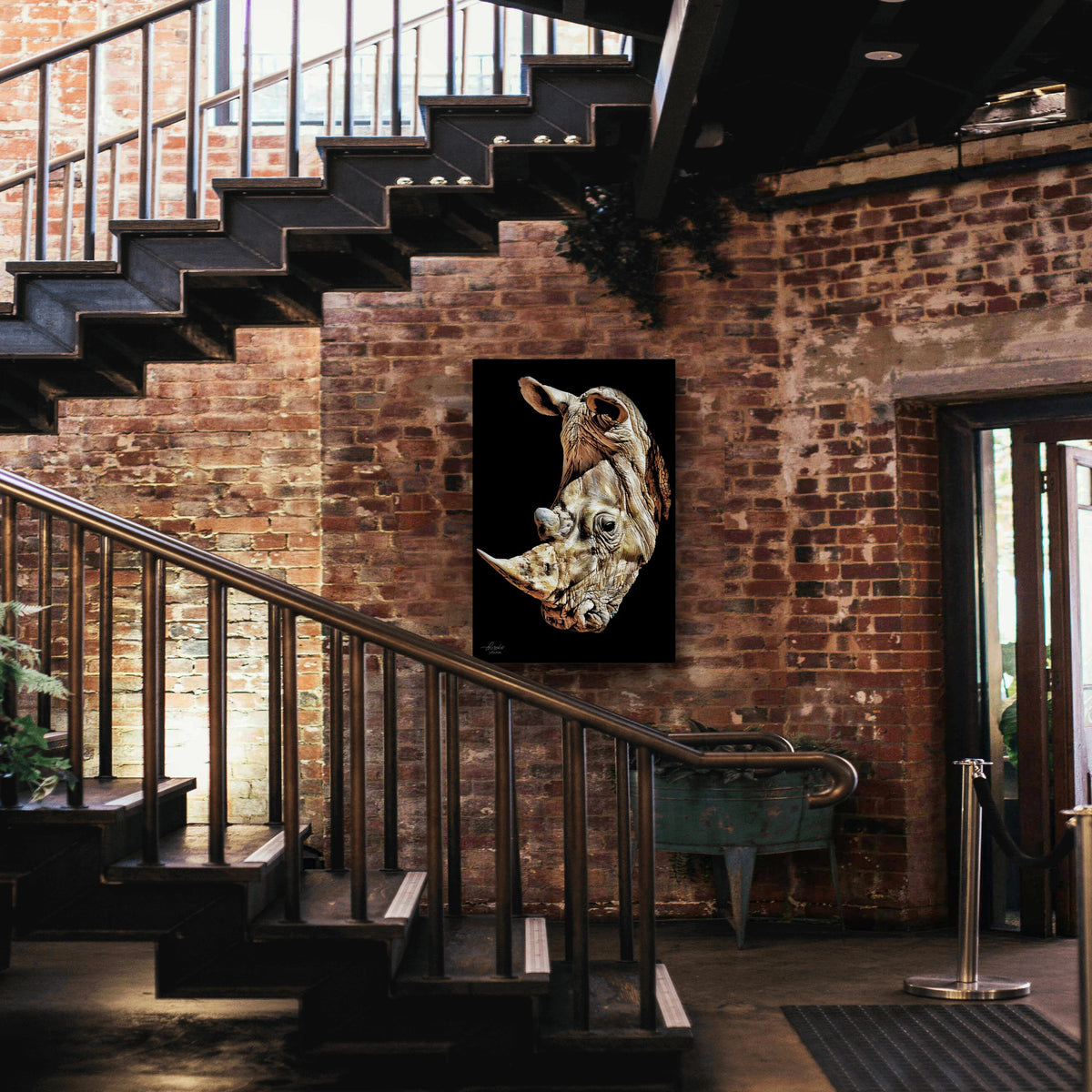 Rhino Fine Art Giclée Matte Black Poster