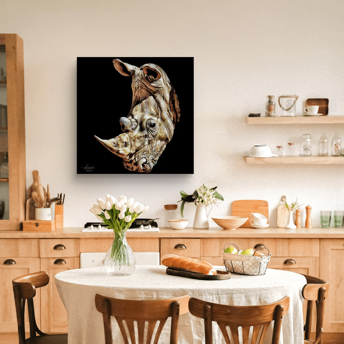 Rhino Fine Art Giclée Matte Black Poster