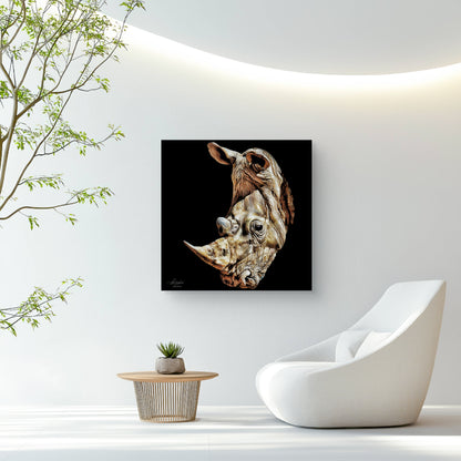 Rhino Fine Art Giclée Matte Black Poster