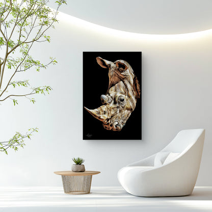 Rhino Fine Art Giclée Matte Black Poster