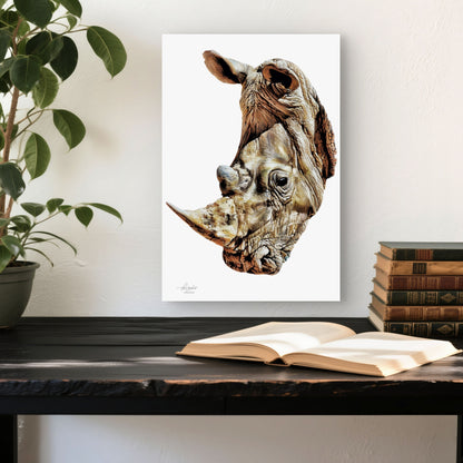 Rhino Satin Stretched Canvas Print