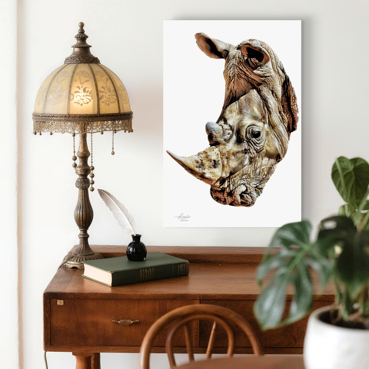 Rhino Satin Stretched Canvas Print