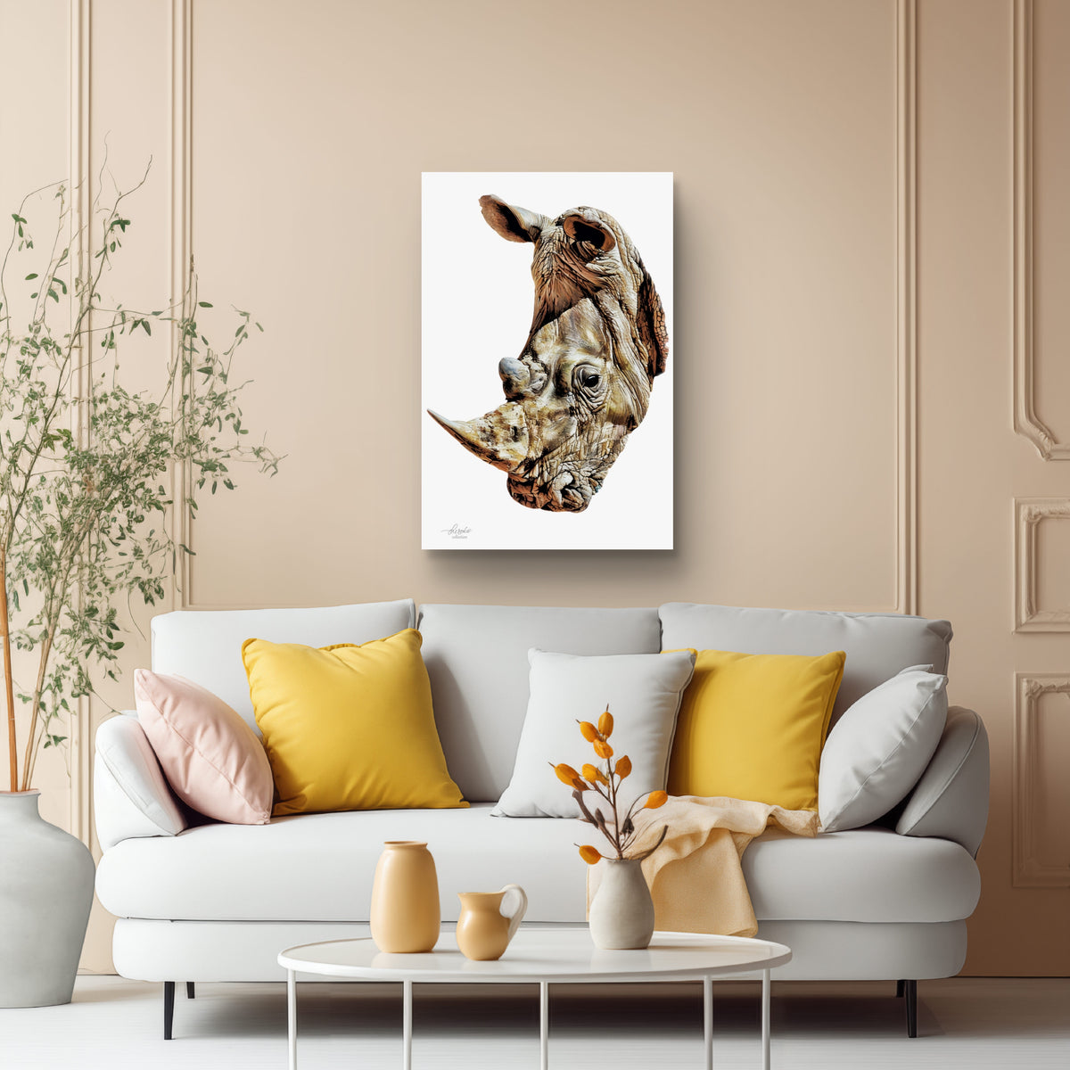 Rhino Satin Stretched Canvas Print