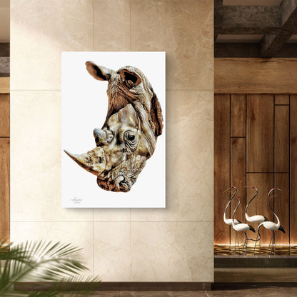 Rhino Satin Stretched Canvas Print