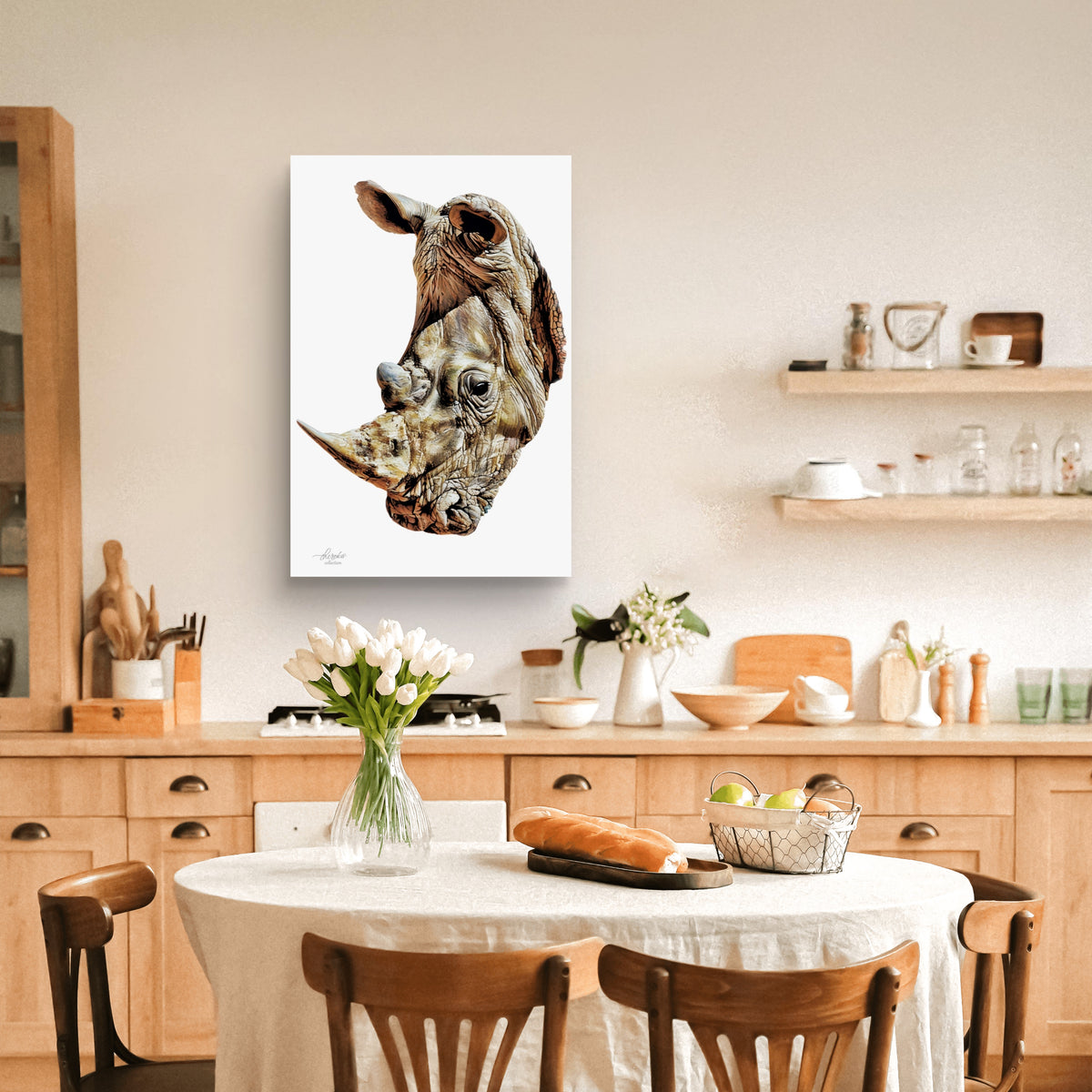 Rhino Satin Stretched Canvas Print