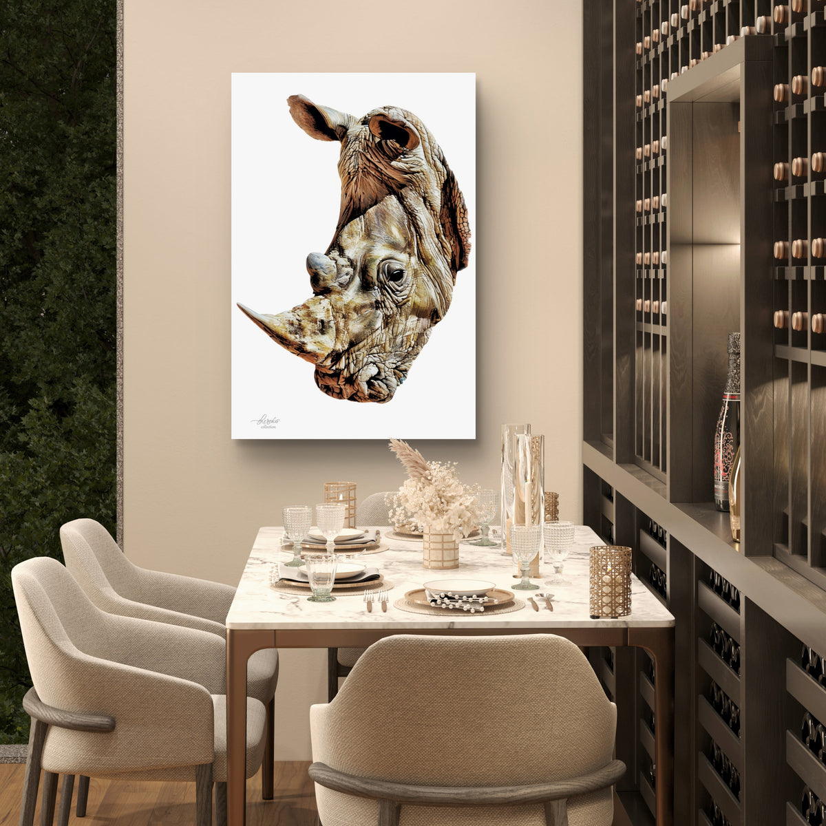 Rhino Satin Stretched Canvas Print