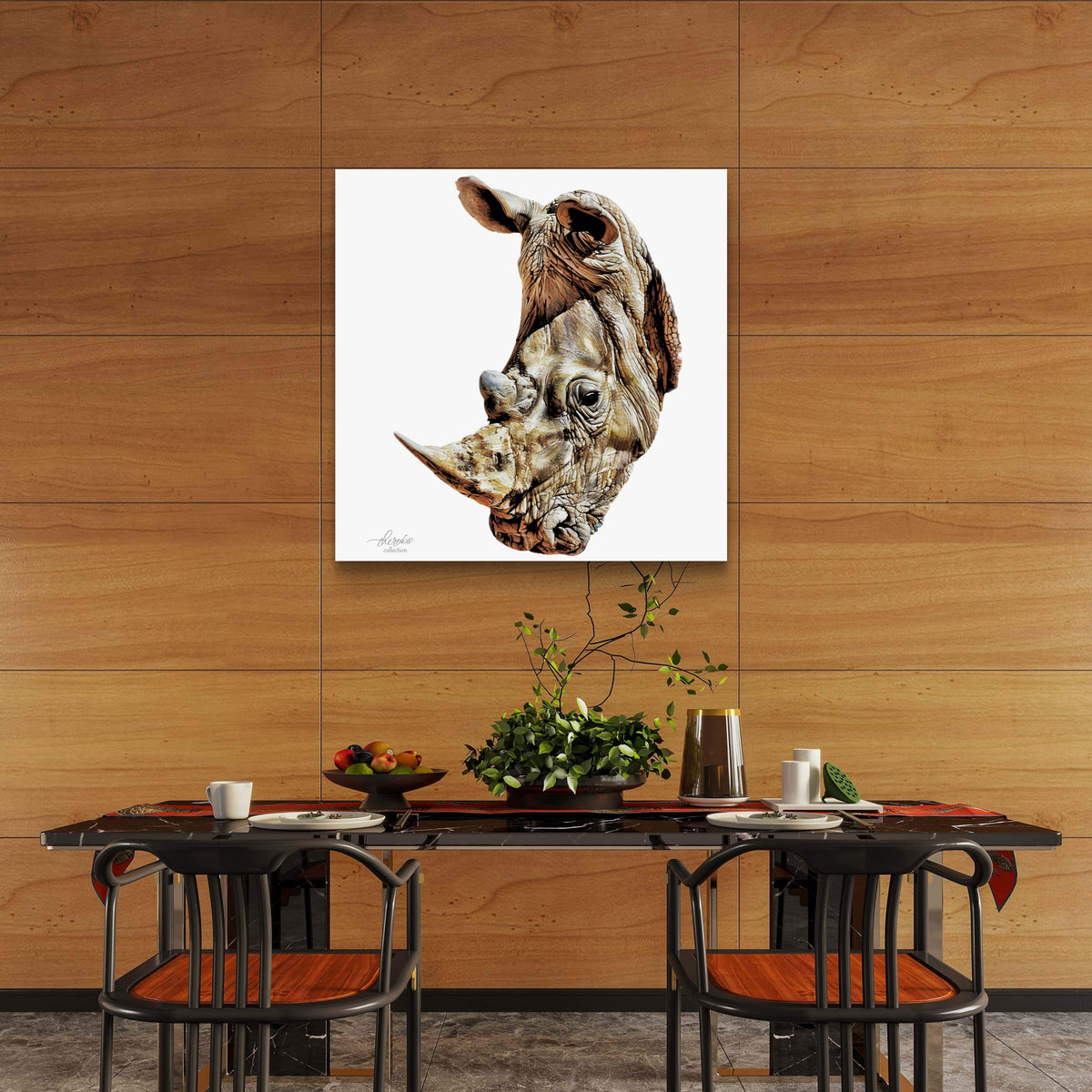 Rhino Satin Stretched Canvas Print