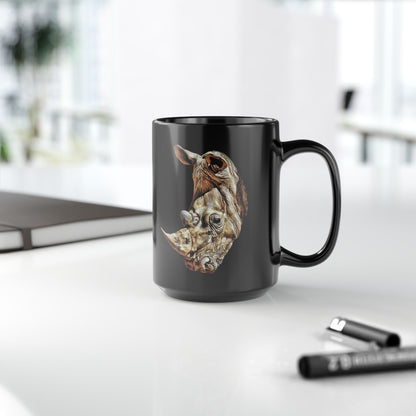 Rhino 15oz Large Black Ceramic Mug