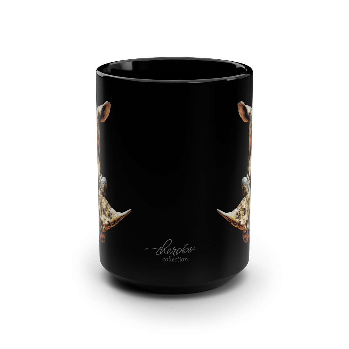 Rhino 15oz Large Black Ceramic Mug