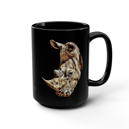 Rhino 15oz Large Black Ceramic Mug