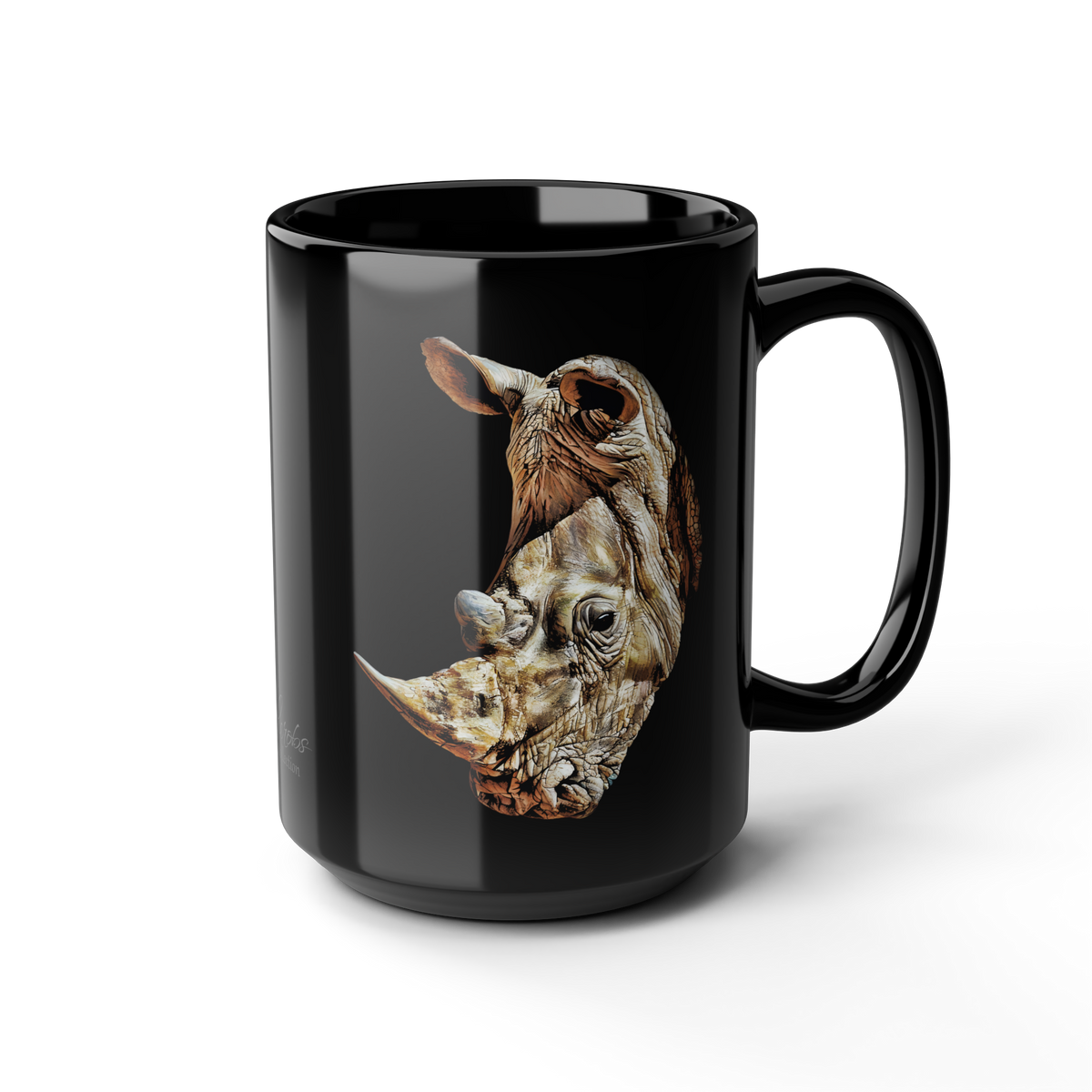 Rhino 15oz Large Black Ceramic Mug