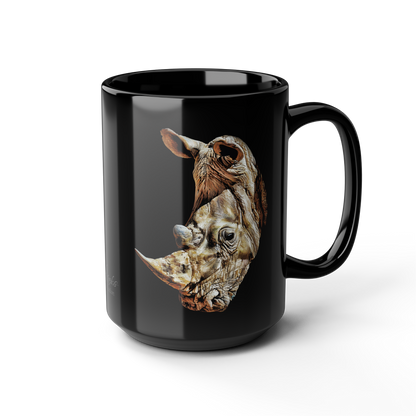Rhino 15oz Large Black Ceramic Mug