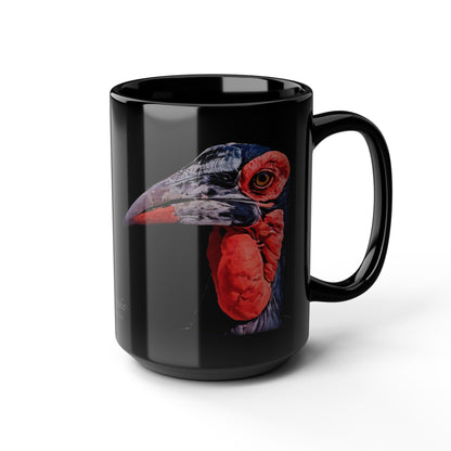 African Hornbill 15oz Large Black Ceramic Mug