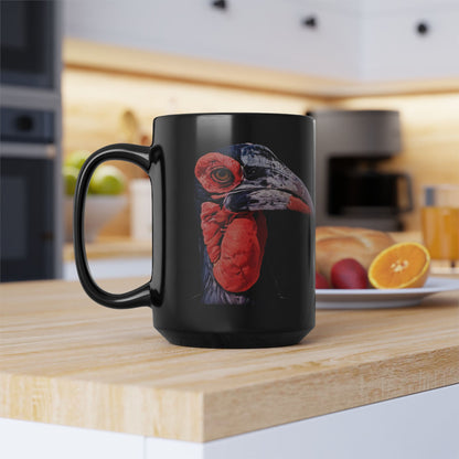 African Hornbill 15oz Large Black Ceramic Mug