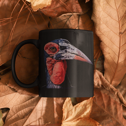 African Hornbill 15oz Large Black Ceramic Mug