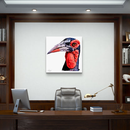 Hornbill Satin Stretched Canvas Print