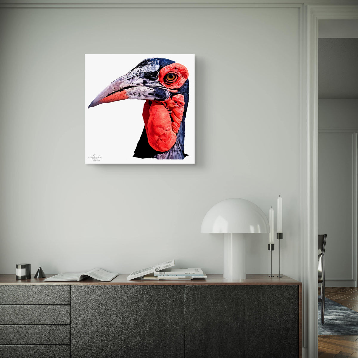 Hornbill Satin Stretched Canvas Print