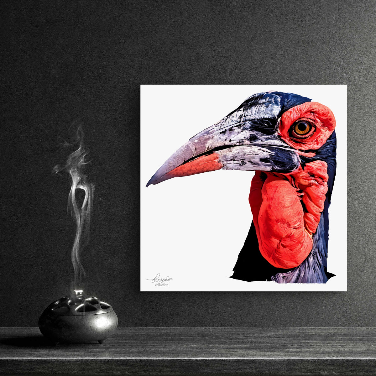 Hornbill Satin Stretched Canvas Print