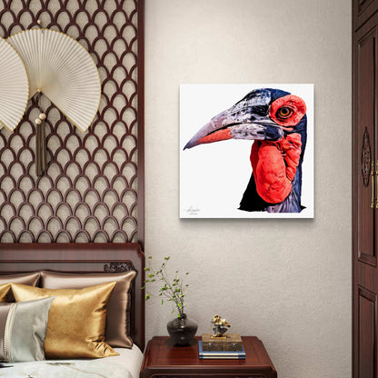 Hornbill Satin Stretched Canvas Print
