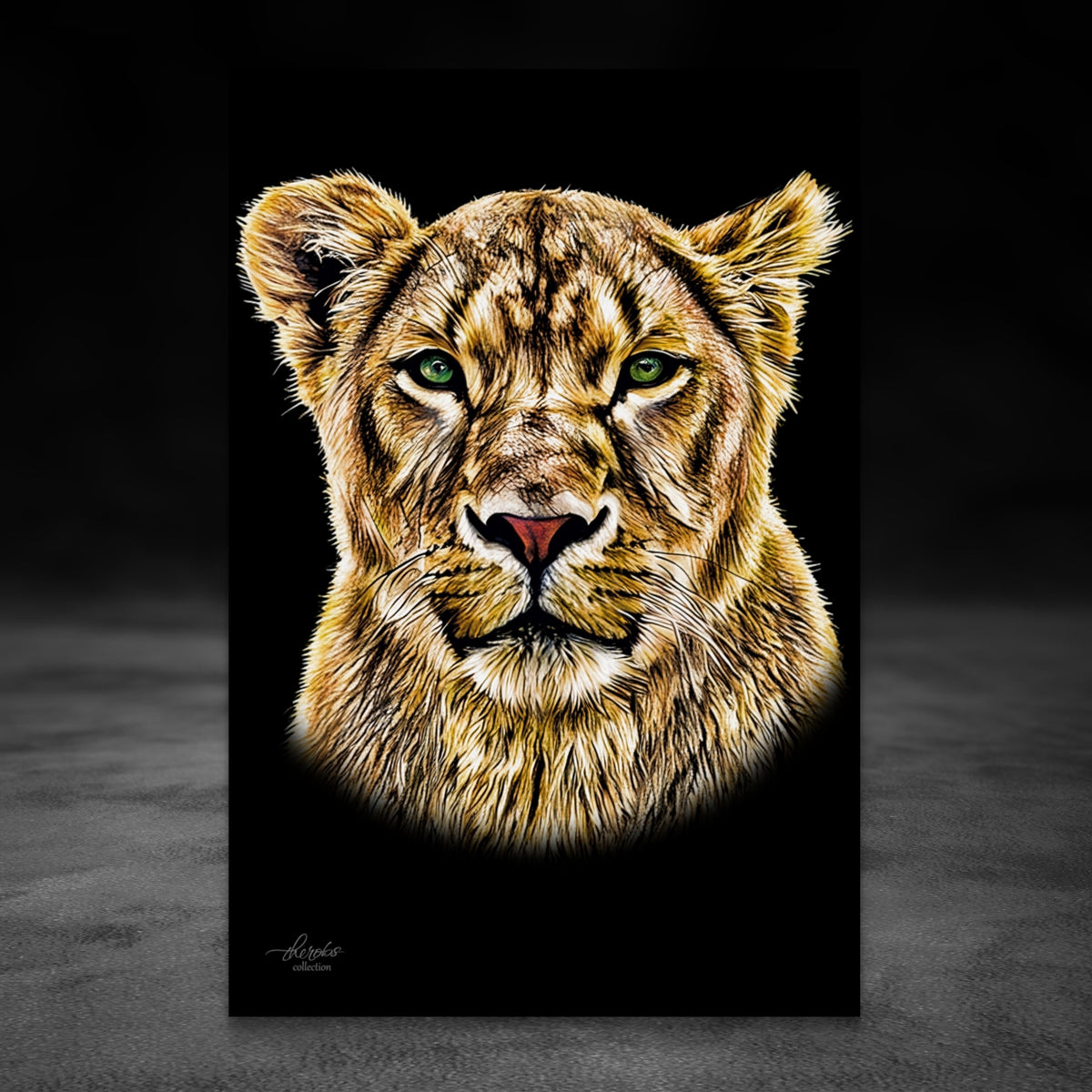 Lioness Fine Art Giclée Matte Black Poster