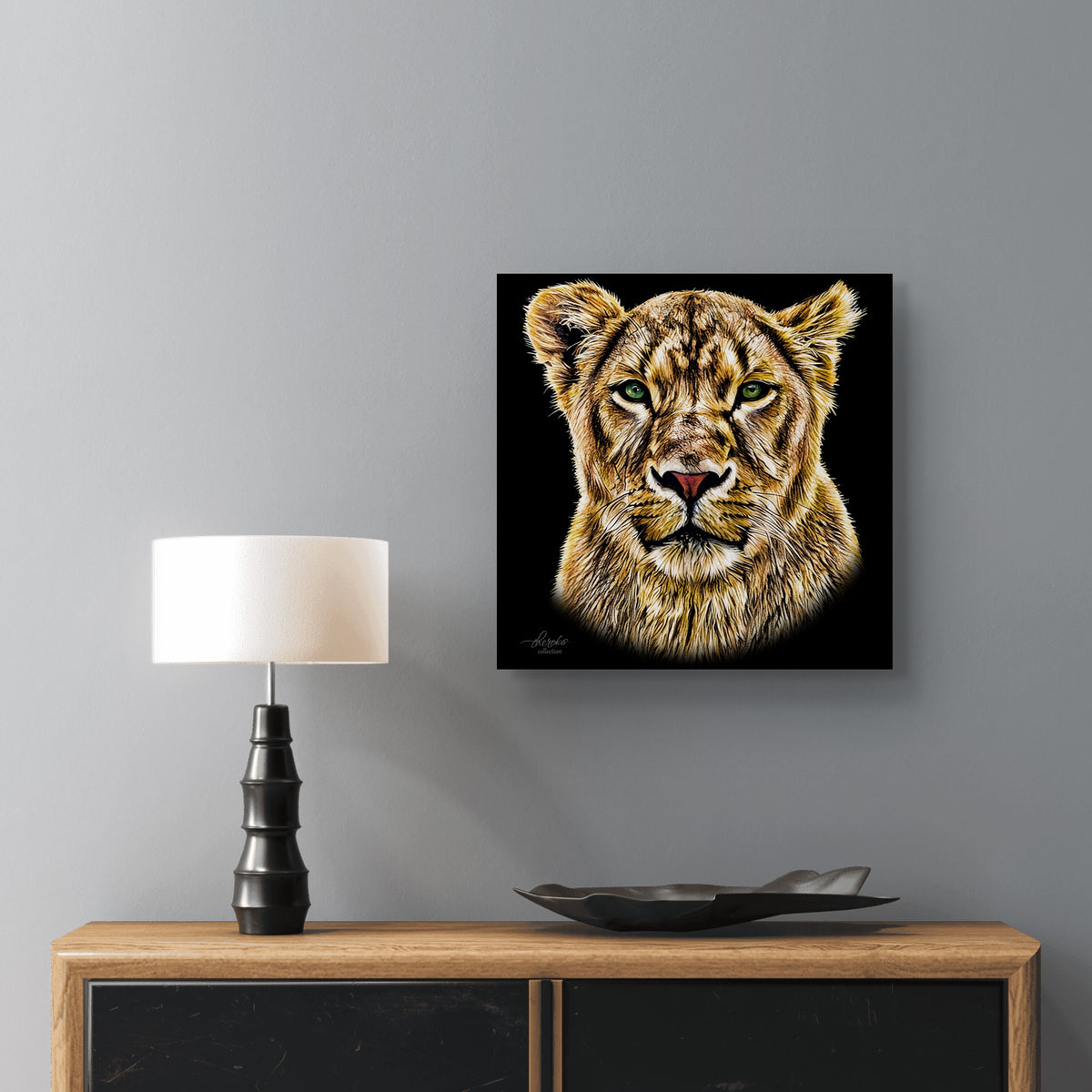 Lioness Fine Art Giclée Matte Black Poster