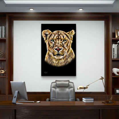 Lioness Fine Art Giclée Matte Black Poster