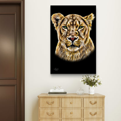 Lioness Fine Art Giclée Matte Black Poster