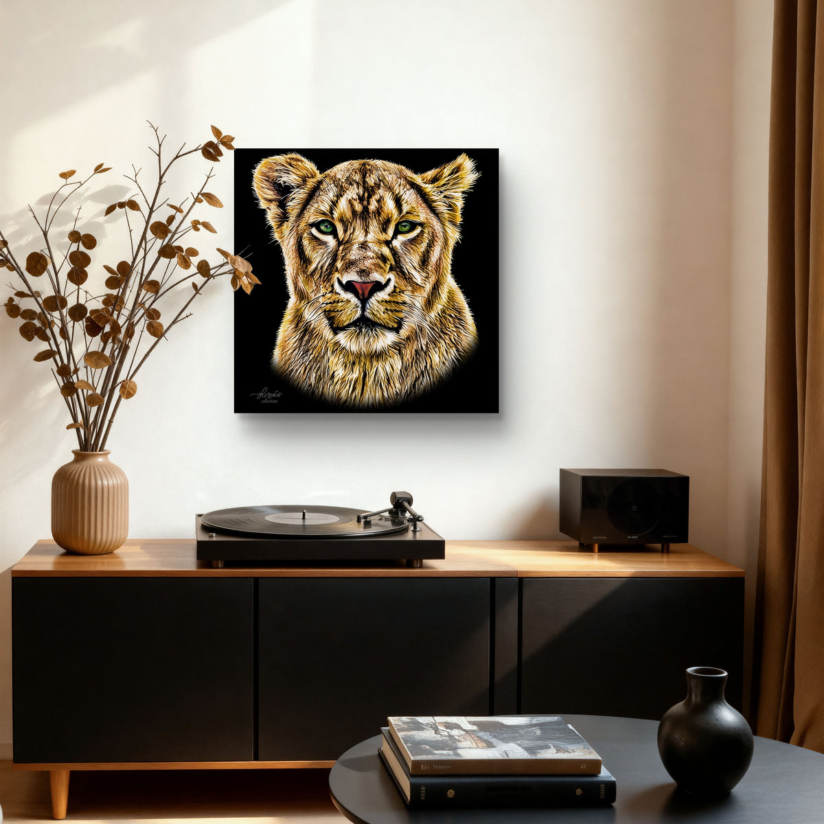 Lioness Fine Art Giclée Matte Black Poster
