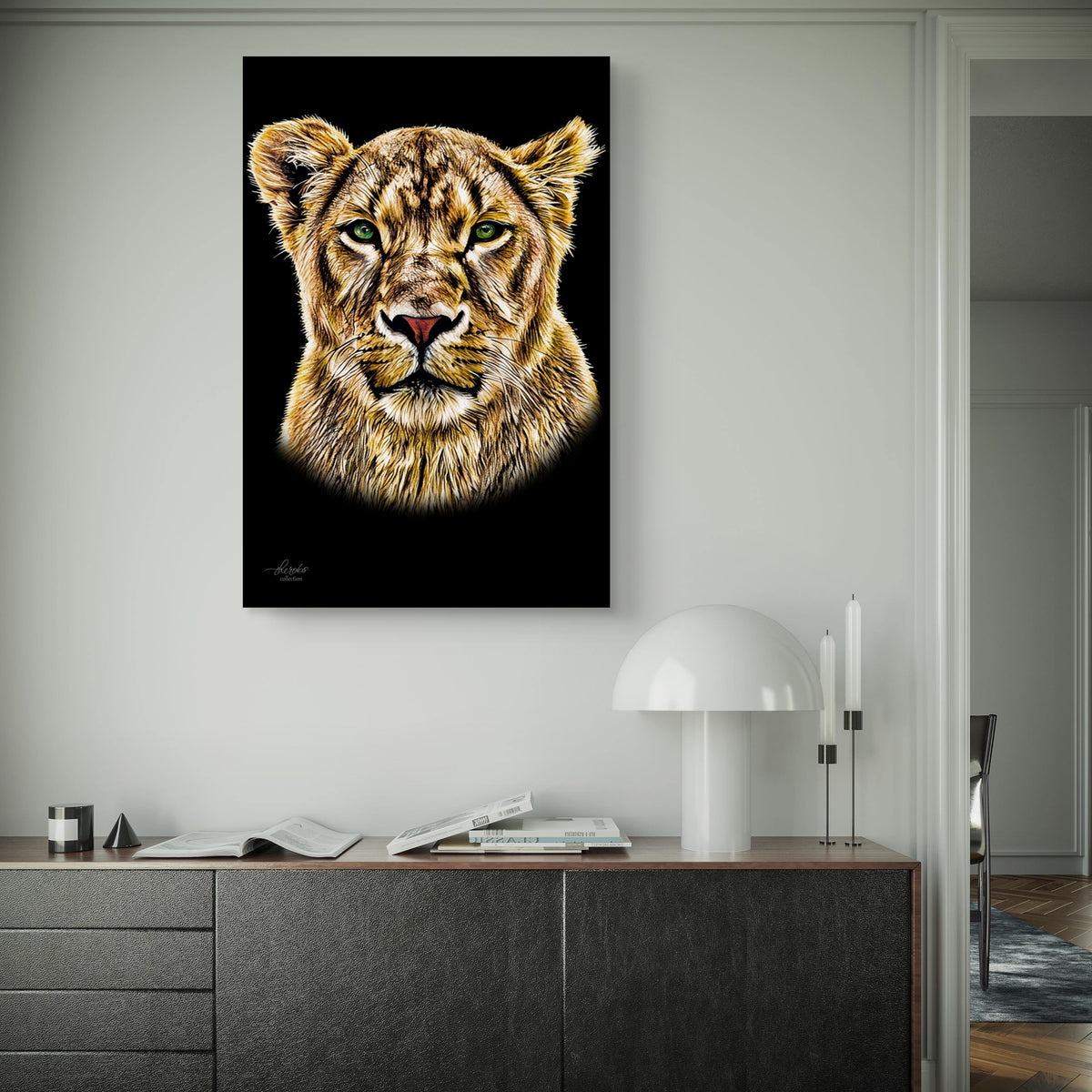 Lioness Fine Art Giclée Matte Black Poster