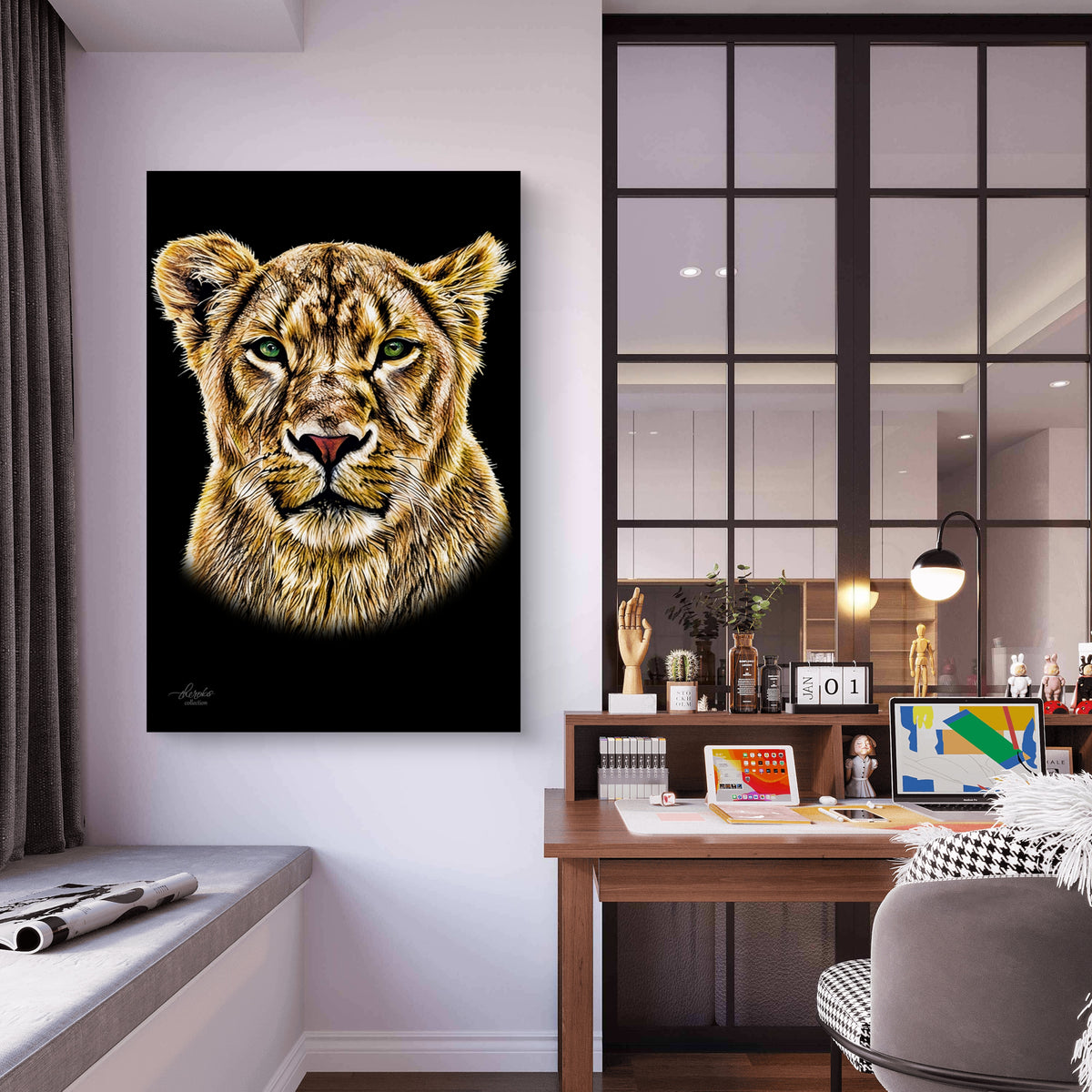 Lioness Fine Art Giclée Matte Black Poster