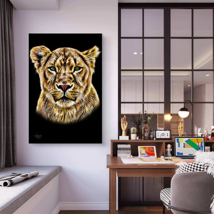 Lioness Fine Art Giclée Matte Black Poster