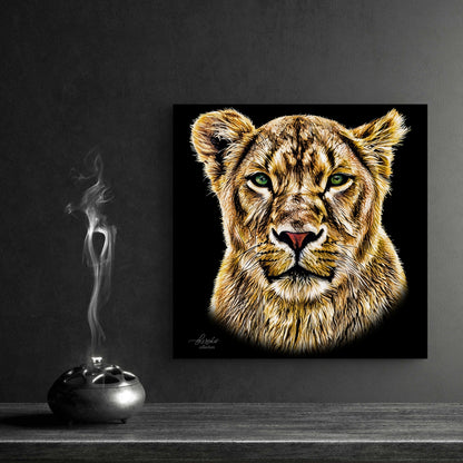 Lioness Fine Art Giclée Matte Black Poster