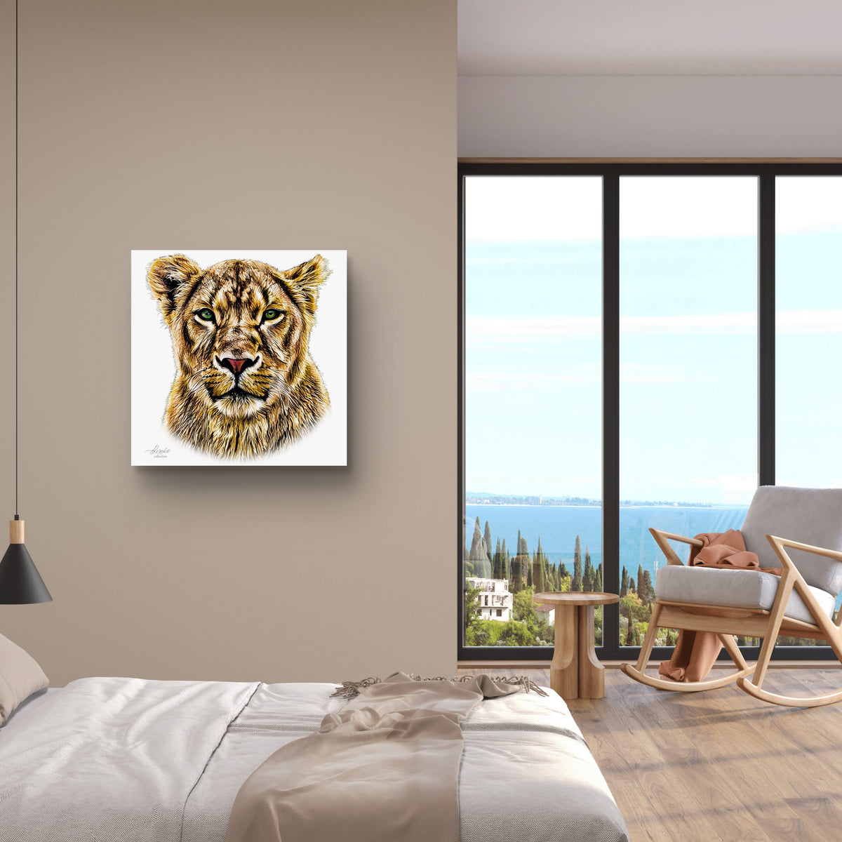 Lioness Satin Stretched Canvas Print