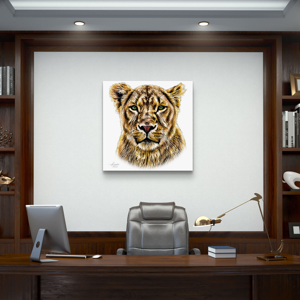 Lioness Satin Stretched Canvas Print
