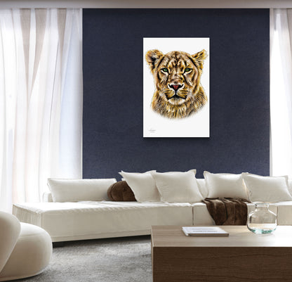 Lioness Satin Stretched Canvas Print