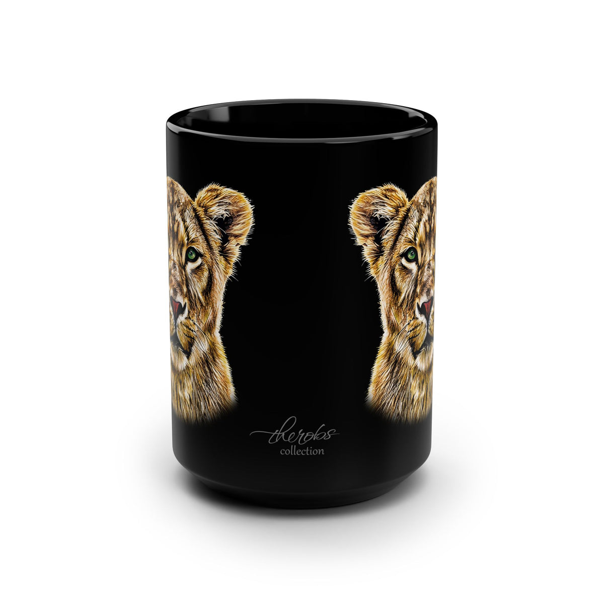 Lioness 15oz Large Black Ceramic Mug