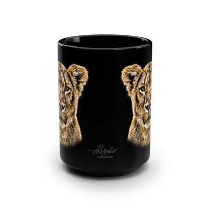 Lioness 15oz Large Black Ceramic Mug