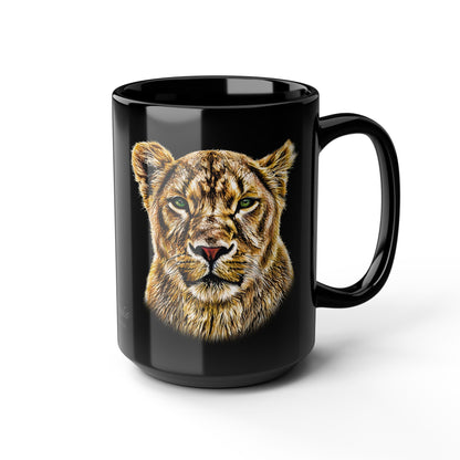 Lioness 15oz Large Black Ceramic Mug